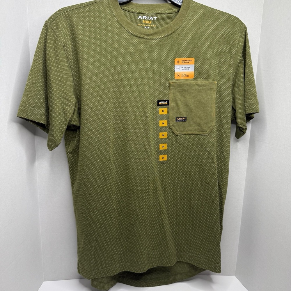 Ariat Rebar Workman 360 Airflow Pocket T Shirt Men’s Medium Lichen Heather NWT